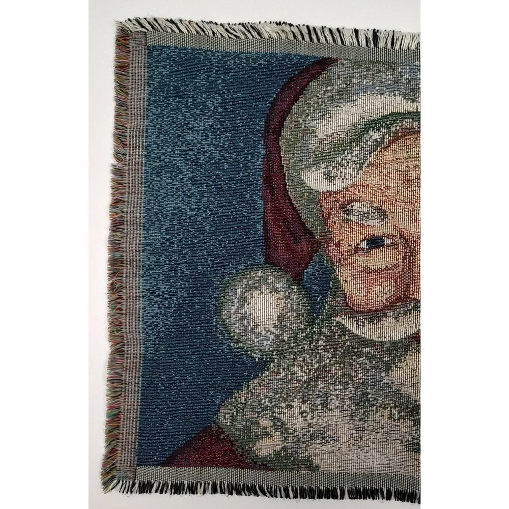 Vintage Tapestry Style Christmas Placemat Replacement Santa Claus Woven 90s USA